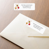 Elegant Red and Gold Ornament Return Address ラベル