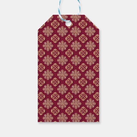 Elegant Red and Gold Pattern Design ギフトタグ (裏面)