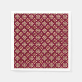 Elegant Red and Gold Pattern Design スタンダードカクテルナプキン