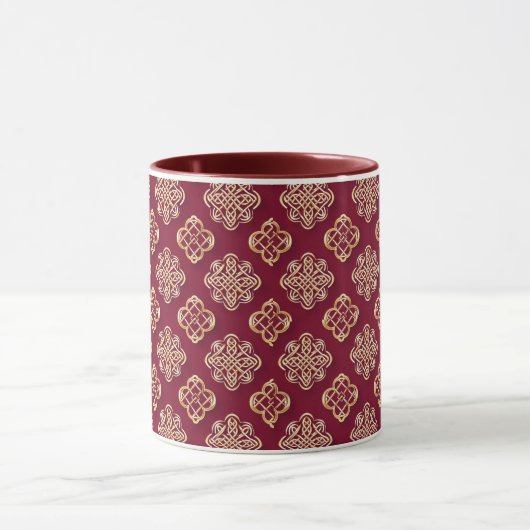 Elegant Red and Gold Pattern Design マグカップ (中央)