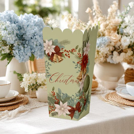 Elegant Red and green Floral Christmas フェイバーボックス