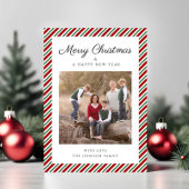 Elegant Red And Green Photo Christmas シーズンカード