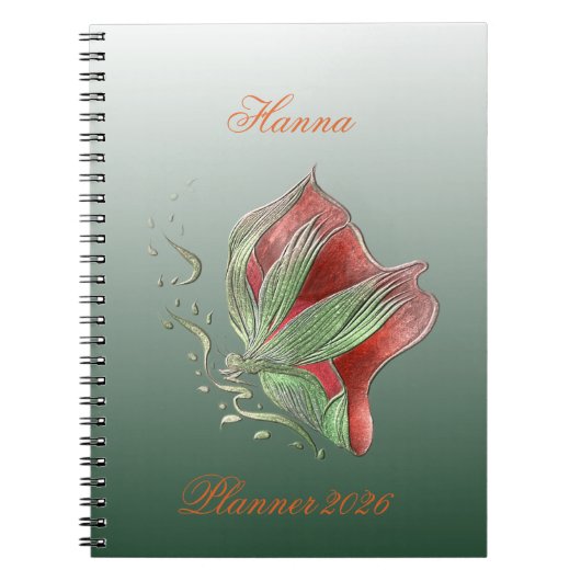 Elegant Red and Green Spiral Notebook ノートブック (正面)