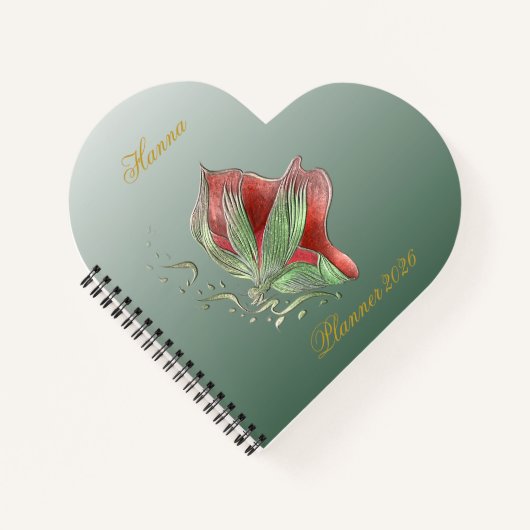 Elegant Red and Green Spiral Notebook ノートブック (正面)