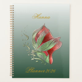 Elegant Red and Green Spiral Notebook プランナー手帳