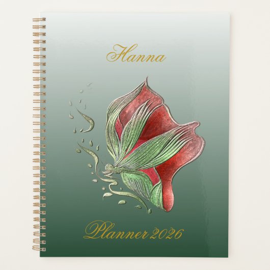 Elegant Red and Green Spiral Notebook プランナー手帳 (正面)