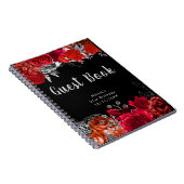 Elegant Red and Silver Flowers Birthday Guest Book ノートブック (右側)