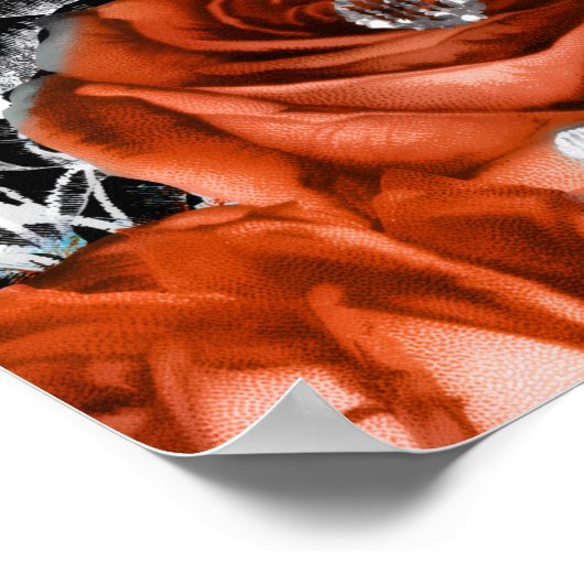 Elegant Red and Silver Flowers Birthday Part  ポスター (角)