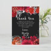 Elegant Red and Silver Flowers Birthday Party サンキューカード (スタンド正面)