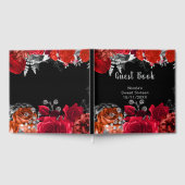 Elegant Red and Silver Flowers Sweet Sixteen ゲストブック (全面)