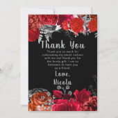 Elegant Red and Silver Flowers Sweet Sixteen サンキューカード (正面)