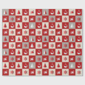 Elegant red and white merry Christmas ラッピングペーパー (フラット)