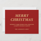 Elegant Red & Antique-Gold Family Christmas Photo シーズンカード (裏面)