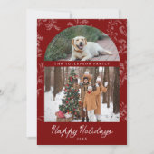Elegant Red Arch Family Photo Christmas シーズンカード (正面)