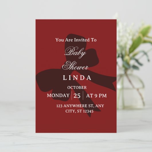 Elegant Red Baby Shower Invitation  招待状 (スタンド正面)