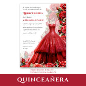 Elegant Red Ball Gown Red Roses Quinceanera | 招待状