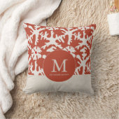 Elegant Red & Beige Monogram Christmas Star クッション (ブランケット)