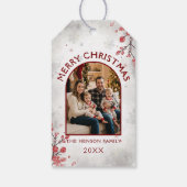 Elegant Red Berries Family Photo Christmas Holiday ギフトタグ (裏面)