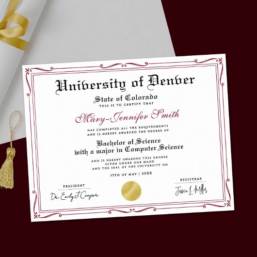 Elegant Red Black Degree Diploma Award Certificate ポスター
