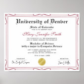Elegant Red Black Degree Diploma Award Certificate ポスター (正面)