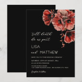 Elegant Red Black Goth Wedding 招待状 (正面/裏面)