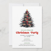 Elegant Red Black Plaid Christmas Dinner Invite 招待状 (正面)