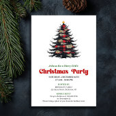 Elegant Red Black Plaid Christmas Dinner Invite 招待状