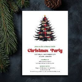 Elegant Red Black Plaid Christmas Dinner Invite 招待状