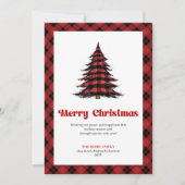 Elegant Red Black Plaid Christmas Greeting Card シーズンカード (正面)