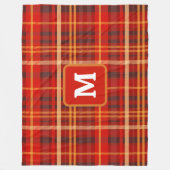 Elegant Red Black Plaid Monogram Custom  フリースブランケット (正面)