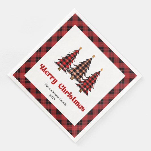 Elegant Red Black Plaid Napkin for Holiday Table (コーナー)