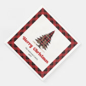 Elegant red black plaid napkins custom name  (コーナー)