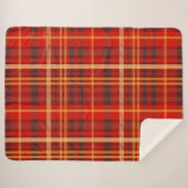 Elegant Red Black Plaid tartan Monogram  シェルパブランケット (正面(横))