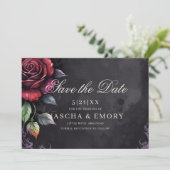 Elegant Red & Black Roses Gothic Wedding セーブザデート (スタンド正面)