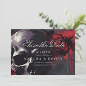 Elegant Red & Black Skull Roses Gothic Wedding セーブザデート (スタンド正面)