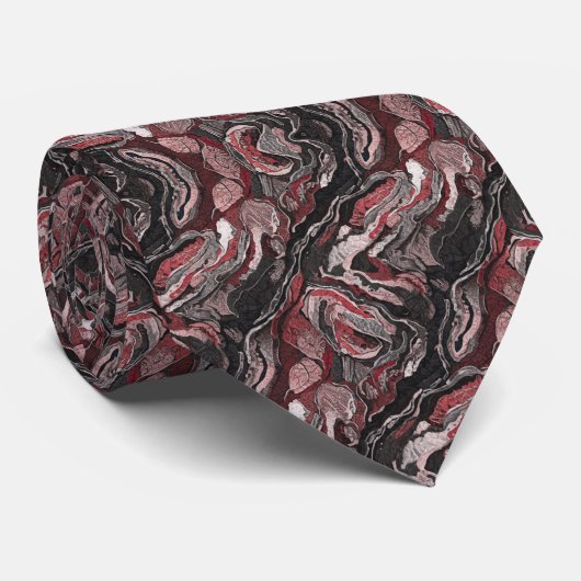 Elegant Red Black Swirl Marble  ネクタイ (ロール)