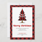Elegant Red Black Tartan Holiday Greeting シーズンカード (正面)