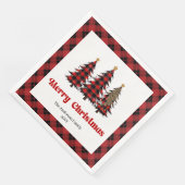 Elegant Red Black Tartan Napkin Custom Name (コーナー)