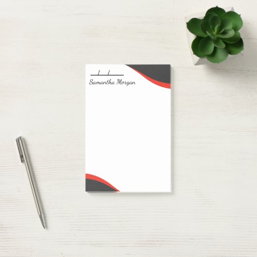 Elegant red & black waves customizable ポストイット (オフィス)