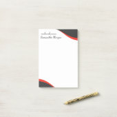 Elegant red & black waves customizable ポストイット (デスク上)