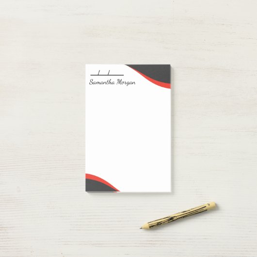 Elegant red & black waves customizable ポストイット (デスク上)