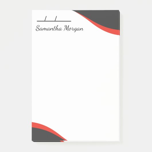Elegant red & black waves customizable ポストイット (正面)