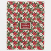 Elegant Red Blanket Personalized Christmas Wreath フリースブランケット (正面)