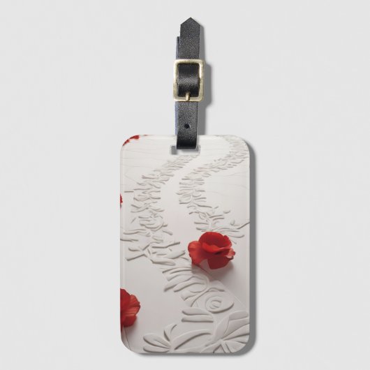 Elegant Red Blossom Path Floral Art ラゲッジタグ (正面縦)
