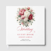 Elegant Red Blush Boho Wedding Guest Book Poster ゲストブック (正面)