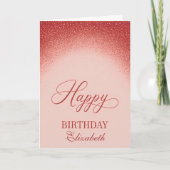 Elegant Red Blush Gradient Birthday カード (正面)