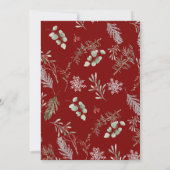 Elegant Red Botanical Merry 1 Photo Christmas シーズンカード (裏面)