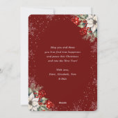 Elegant Red Botanical Photo Christmas Card シーズンカード (裏面)