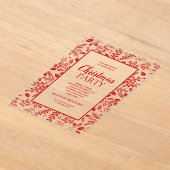 Elegant Red Botanicals Christmas Party アクリル招待状 (レイダウン)