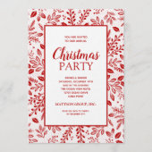 Elegant Red Botanicals Christmas Party 招待状 (正面)